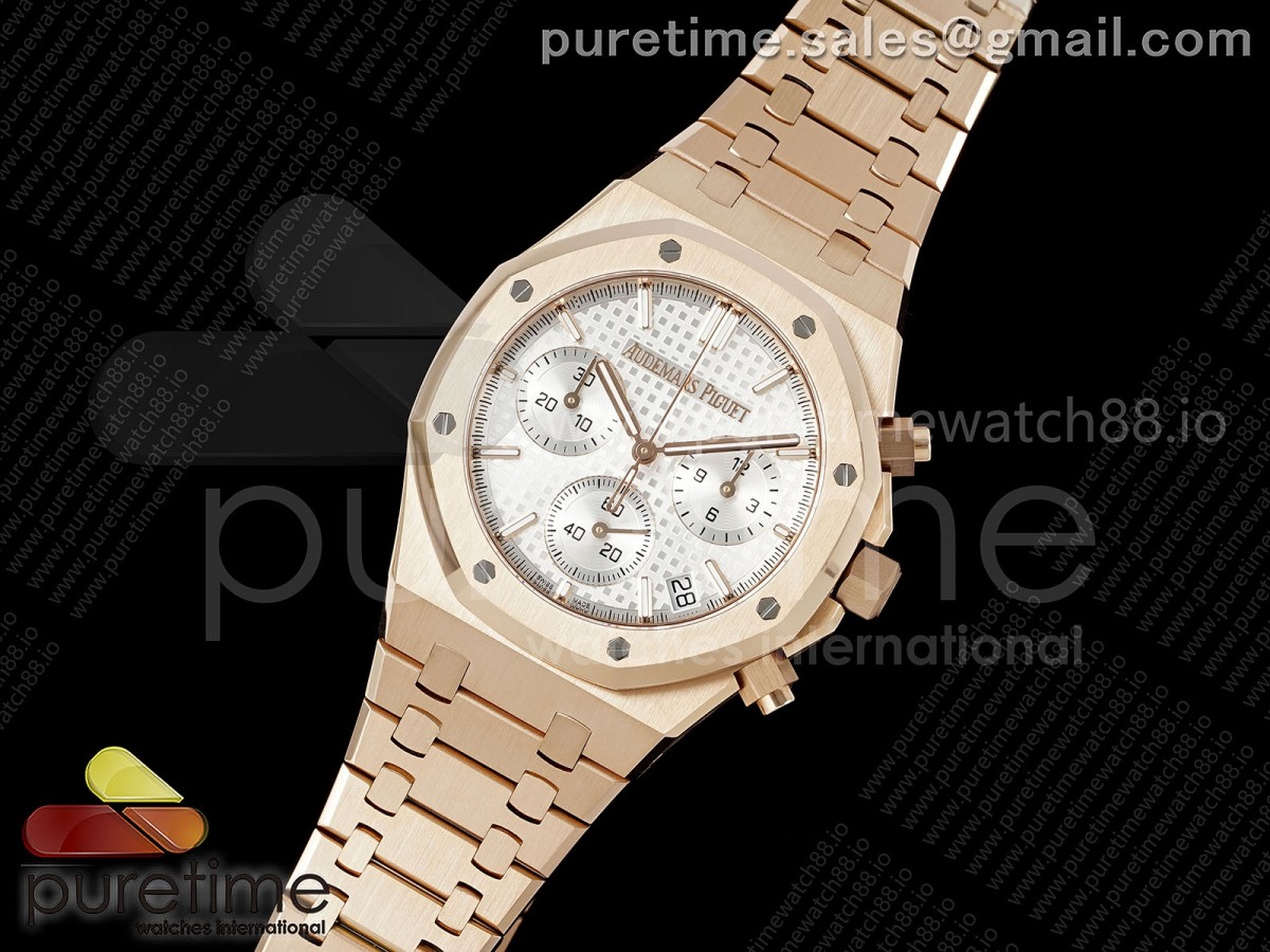 APS공장 오데마피게 로얄오크 크로노 26240 로즈골드 실버다이얼 스틸브레이슬릿 Royal Oak Chrono 26240 RG APSF 11 Best Edition Silver Dial on RG Bracelet SA4401 Super Clone