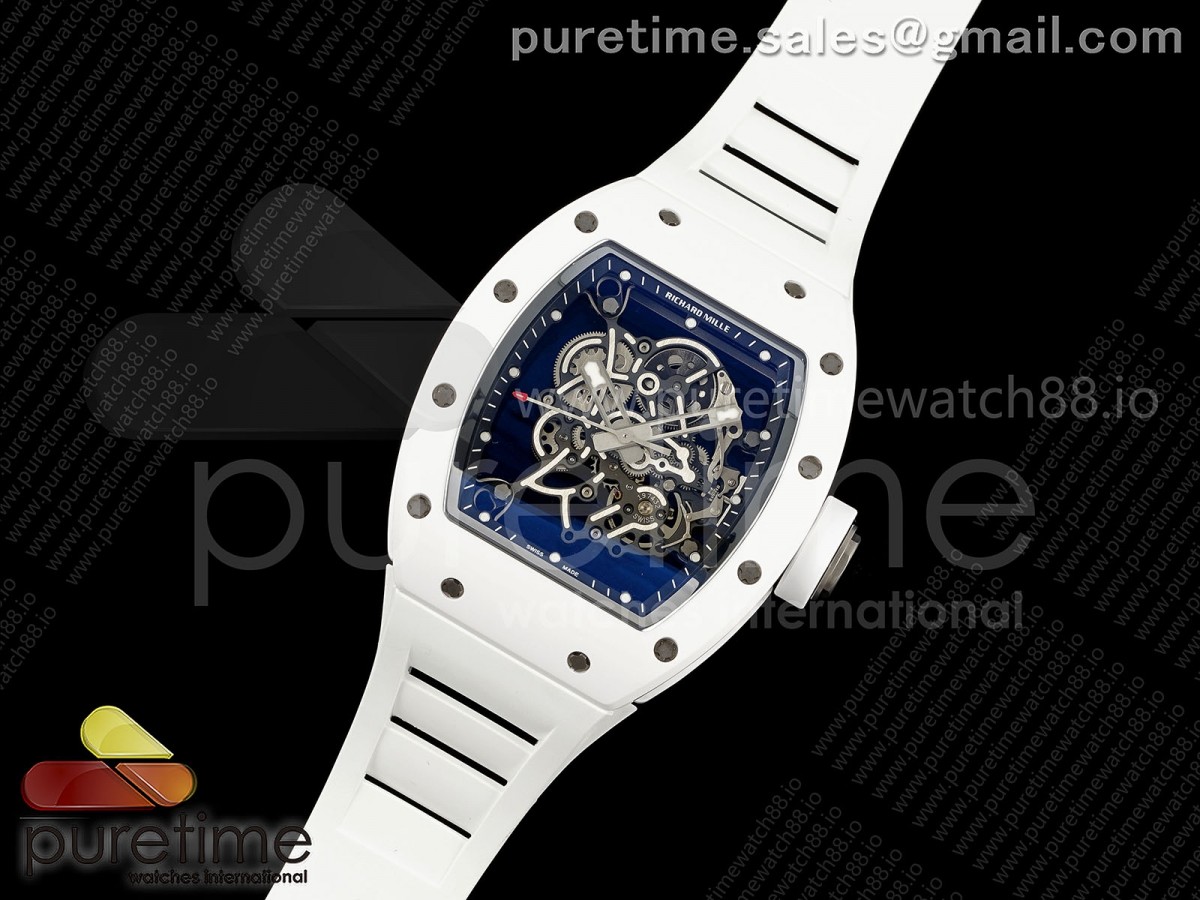 ZF공장 리차드밀 RM055 White Ceramic ZF 11 Best Edition on Shark Rubber Strap RMUL2 Super Clone V2