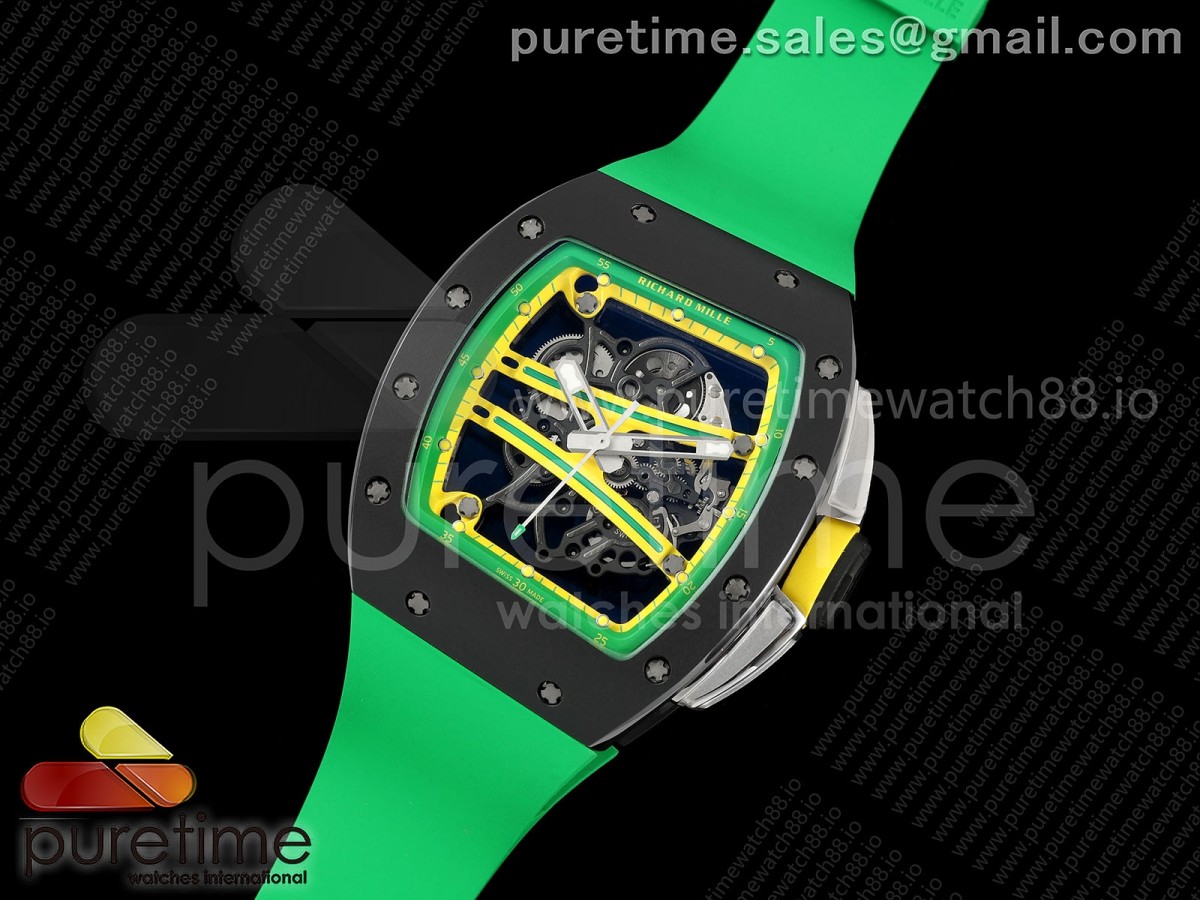 APS공장 리차드밀 RM061 Black Ceramic APSF 11 Best Edition on Green Rubber Strap RMUL2 Super Clone