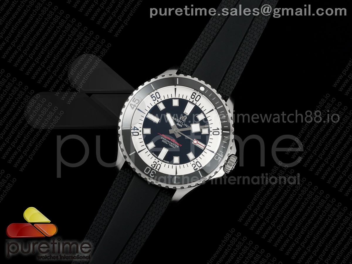 TF공장 브라이틀링 슈퍼오션 44미리 블랙베젤 블랙다이얼 블랙러버스트랩 SuperOcean Automatic 44 SS Black Bezel TF 11 Best Edition Black Dial on Black Rubber Strap A2824