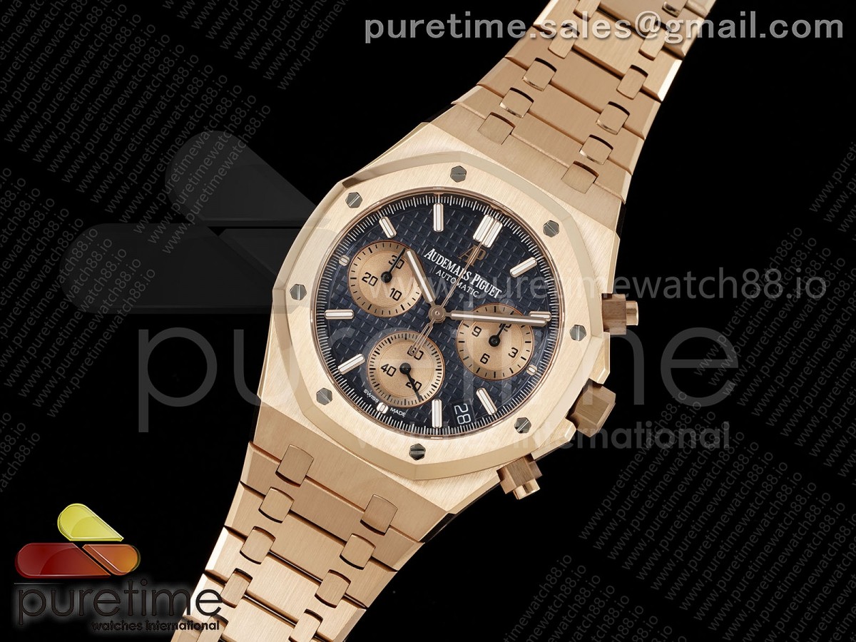 APSF공장  오데마피게 로얄오크 크로노 26240 로즈골드 블루/로골다이얼 스틸브레이슬릿 Royal Oak Chrono 26240 RG APSF 11 Best Edition BlueRG Dial on RG Bracelet SA4401 Super Clone