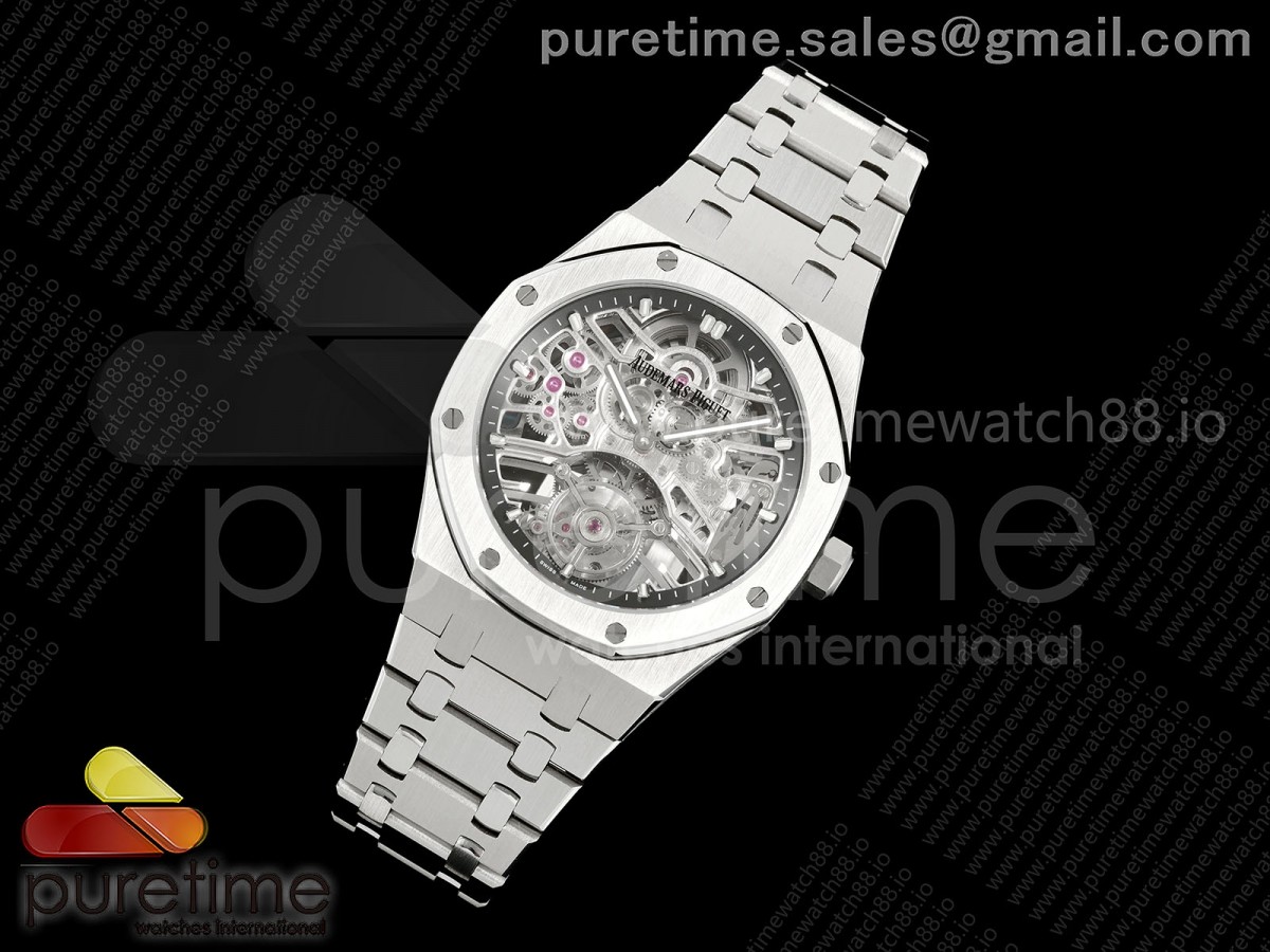 APPF공장 오데마피게 로얄오크 뚜르비옹 26735 스켈레톤다이얼 스틸브레이슬릿 Royal Oak Skeleton Tourbillon SS 26735 APPF Best Edition on SS Bracelet