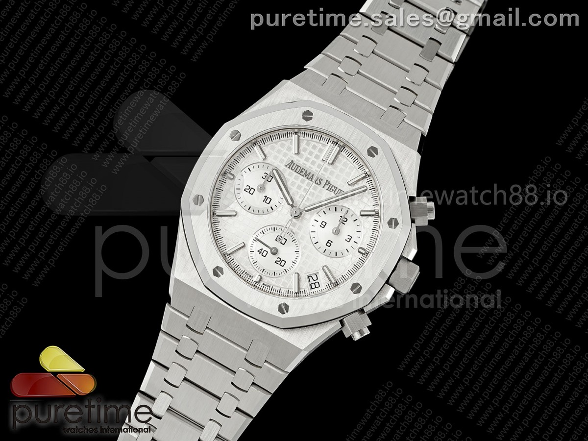 DDF공장 오데마피게 로얄오크 크로노 26420 SW화이트다이얼 화이트러버스트랩 Royal Oak Chrono 26240 SS DDF 11 Best Edition Silver Dial on SS Bracelet DD4401 Super Clone (SW Dial)