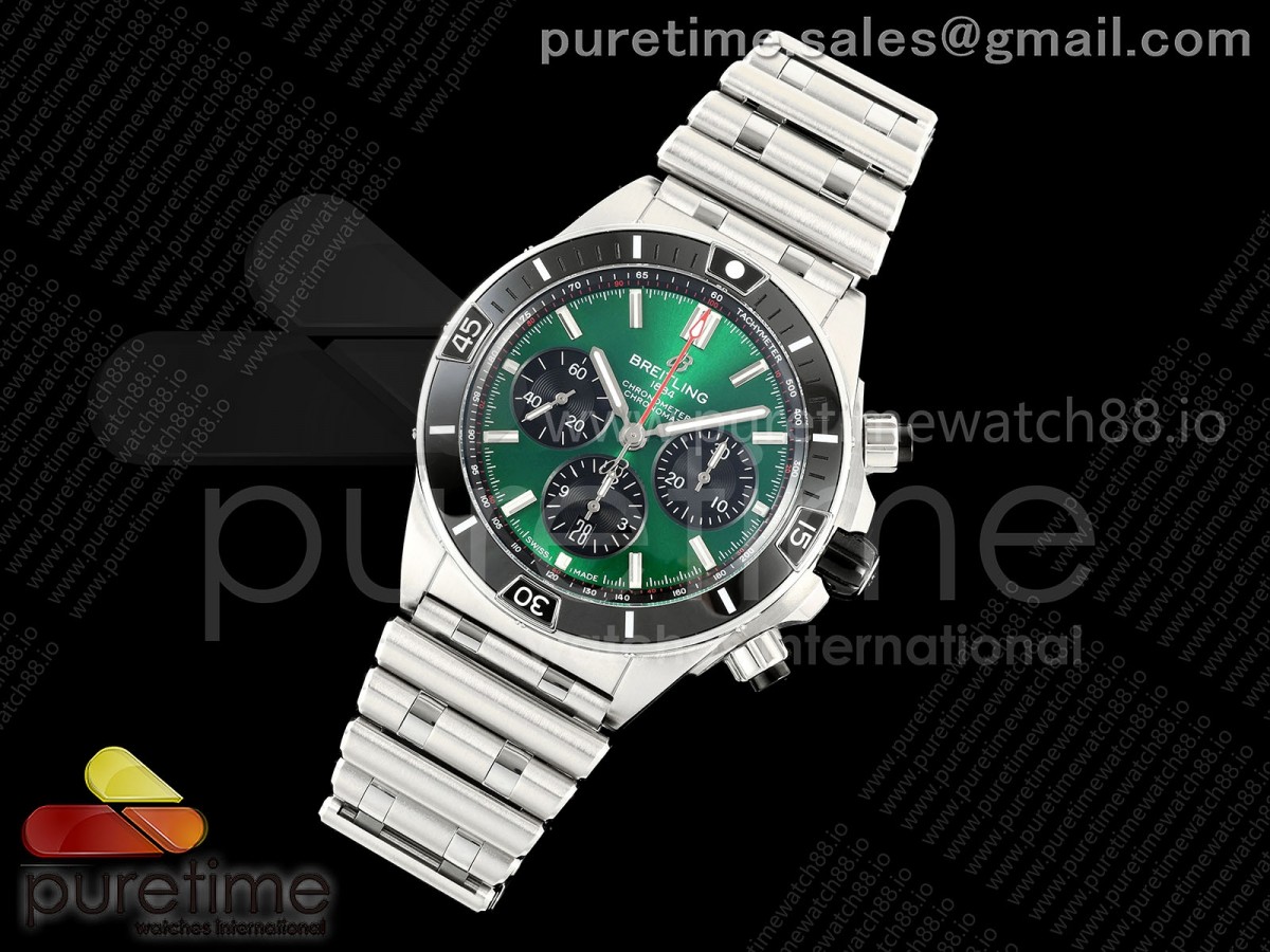 TF공장 브라이틀링 슈퍼 크로노맷 B01 44미리 그린다이얼 스틸브레이슬릿 Super Chronomat B01 44 SS TF 11 Best Edition Green Dial on SS Bracelet A7750