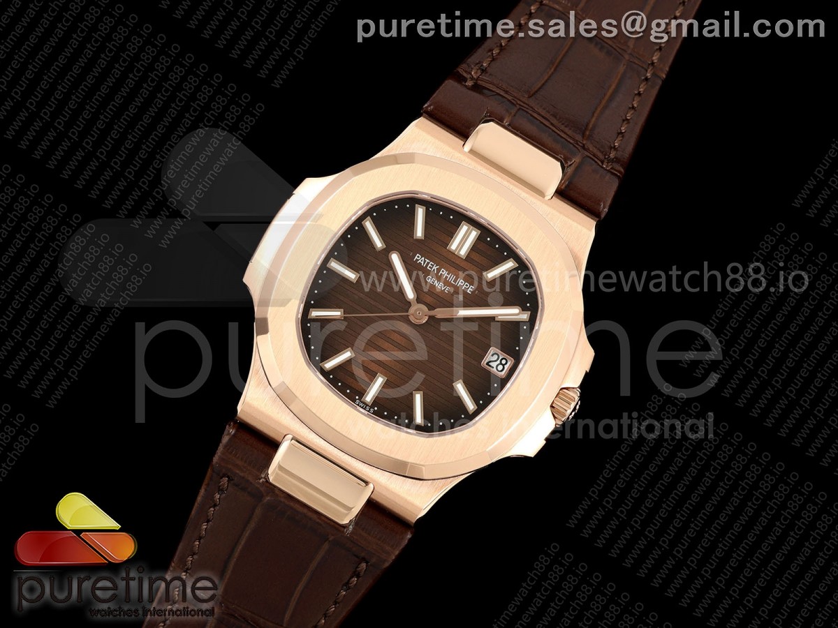 DD공장 노틸러스 5711 로즈골드 324 슈퍼클론 Nautilus 5711 RG DDF 11 Best Edition Brown Dial on Brown Leather Strap DD324 Super Clone (Weighted)