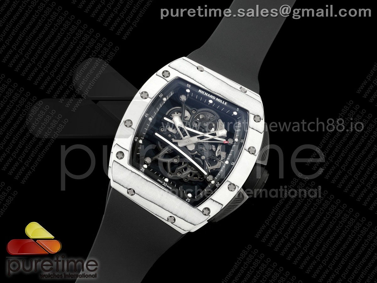 RF공장 Custom Made 리차드밀 RM061 화이트NTPT 티타늄프리스프렁 블랙러버스트랩 RF Custom Made RM061 White NTPT with Free Sprung Titanium RMUL2 Super Clone