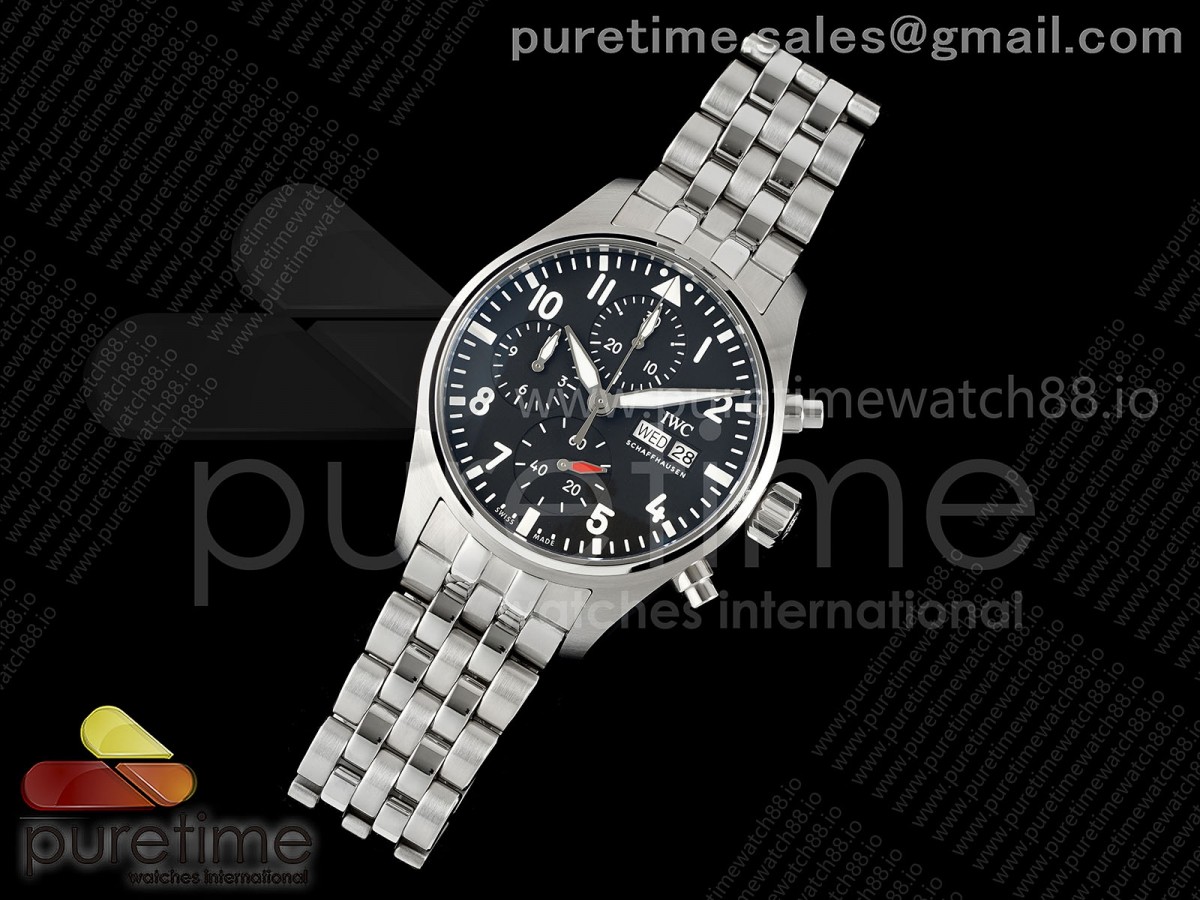 APSF공장 IWC 파일럿 크로노 41미리 IW388113 블랙다이얼 스틸브레이슬릿 Pilot Chrono IW388113 APSF 11 Best Edition Black Dial on SS Bracelet SA69385 Super Clone