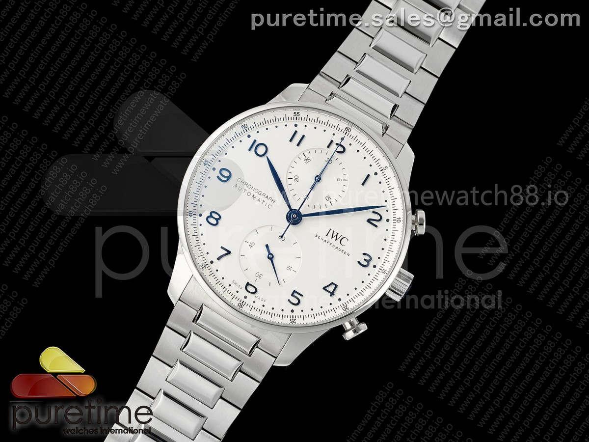 APSF공장 IWC 포르투기저 크로노 IW3716 화이트/블루다이얼 스틸브레이슬릿 Portugieser Chrono IW371617 APSF 11 Best Edtion WhiteBlue Dial on SS Bracelet DD69355 Super Clone