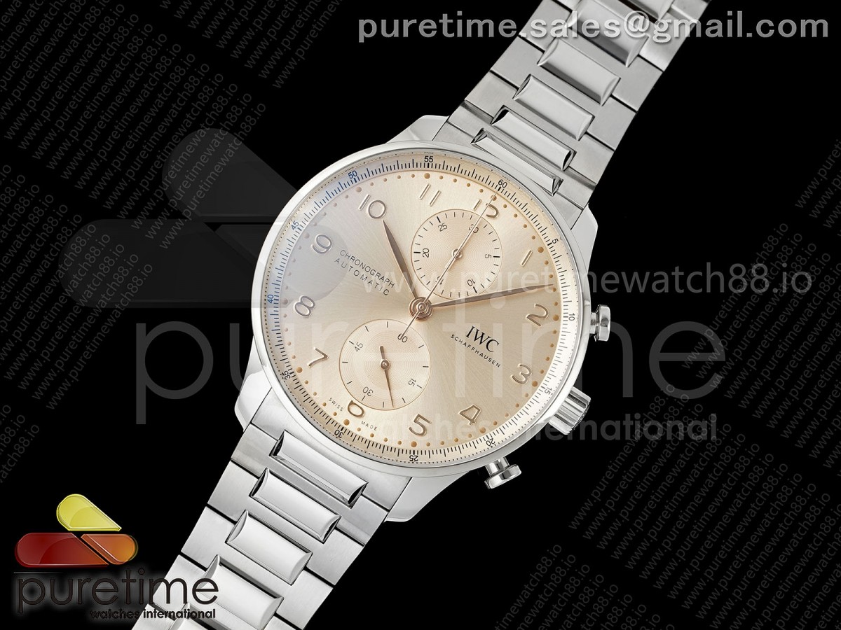 APSF공장 IWC 포르투기저 크로노 IW3716 골드다이얼 스틸브레이슬릿 Portugieser Chrono IW3716 APSF 11 Best Edtion Gold Dial on SS Bracelet DD69355 Super Clone