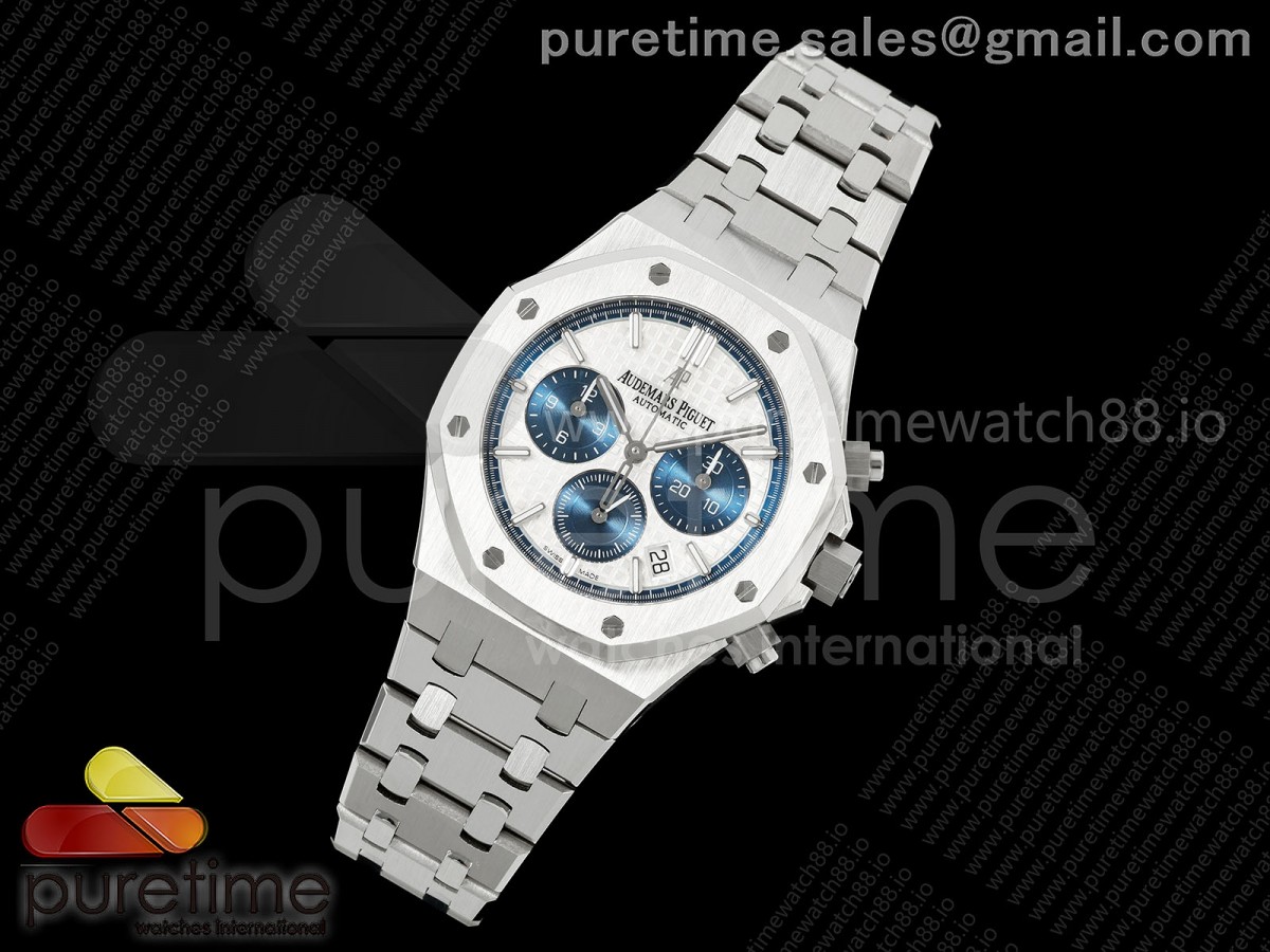 APSF공장 오데마피게 로얄오크 크로노 38미리 26315 화이트/블루다이얼 스틸브레이슬릿 Royal Oak Chrono 26315 SS APSF 11 Best Edition WhiteBlue Dial on SS Bracelet A2385
