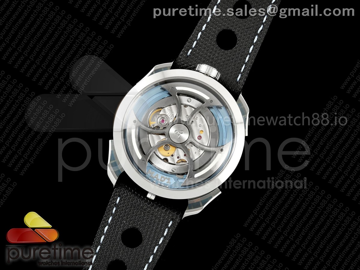 K1F공장 MB&F M.A.D.1 퍼플 스틸 퍼플 다이얼 블랙 가죽스트랩 미요타 821A