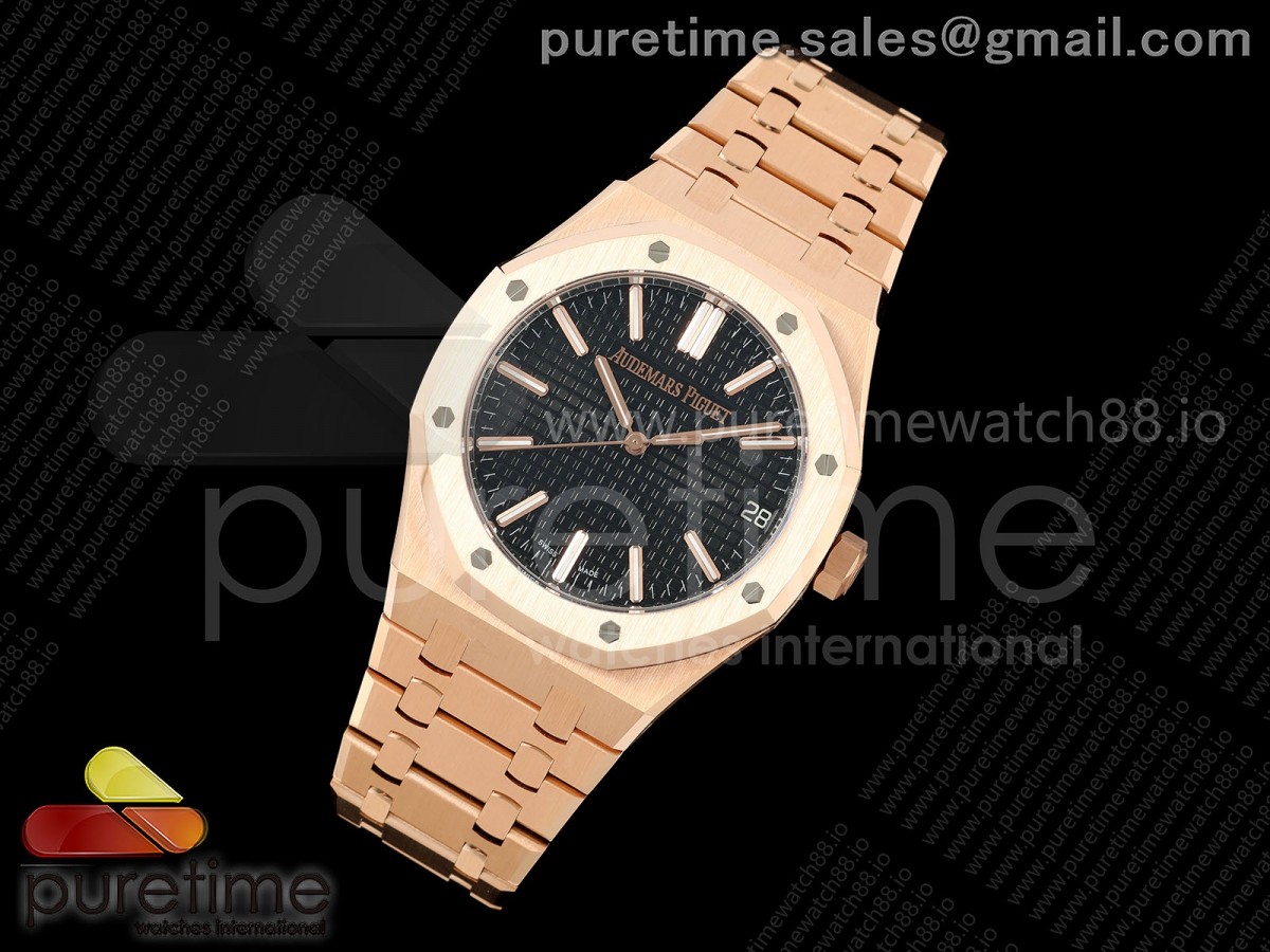 DDF공장 오데마피게 로열오크 41mm 15510 로즈골드 블랙 다이얼 로즈골드 브레이슬릿 DD4302 슈퍼클론 50주년 에디션 (텅스텐버전)