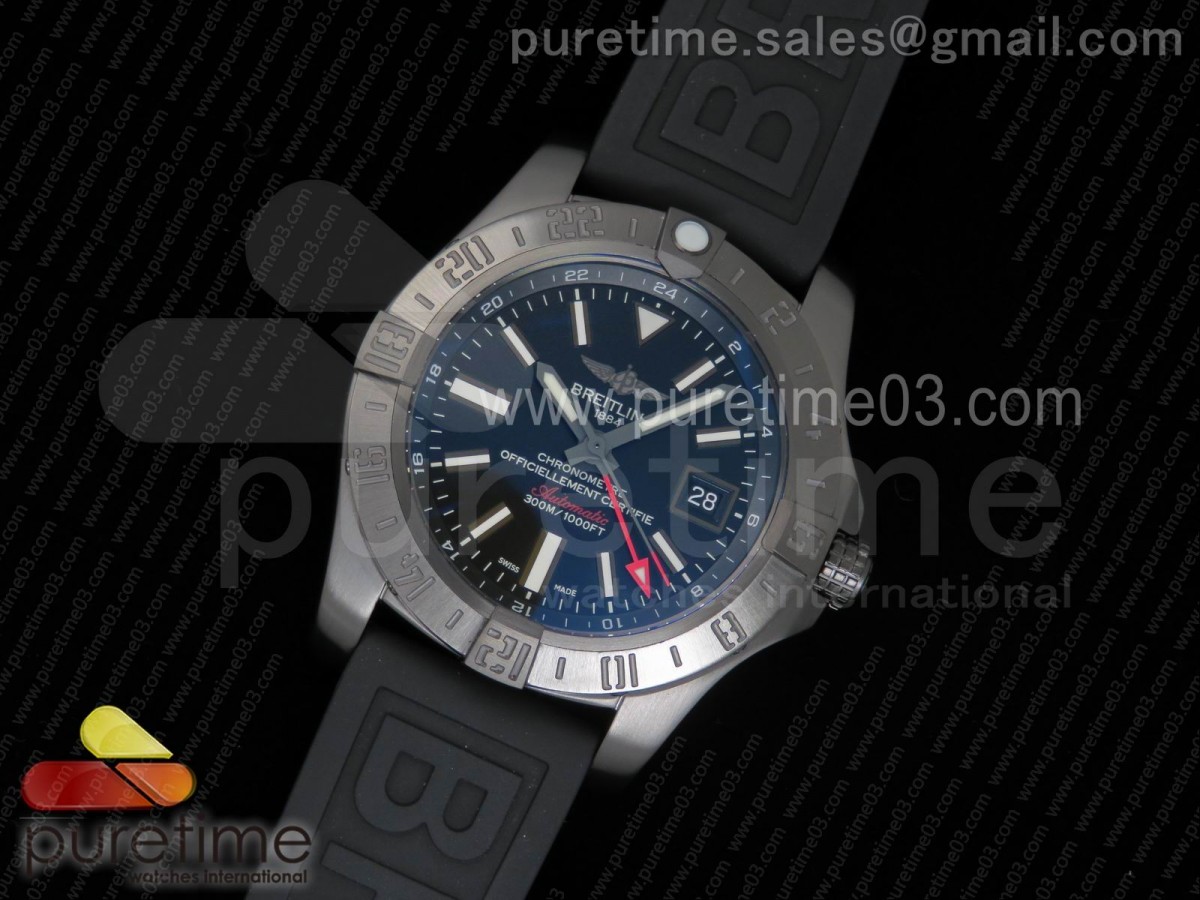 GF공장 브라이틀링 어벤져 블랙다이얼 / 러버스트랩 GMT PVDAvenger GMT PVD GF 1:1 Best Edition Black Dial On Black Rubber Strap A2836